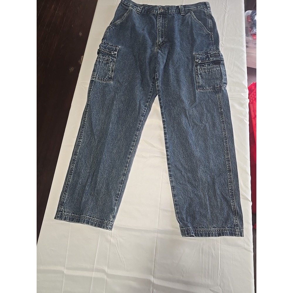 Wrangler Cargo Pants Jeans mens 36x32 blue Denim straight A3239